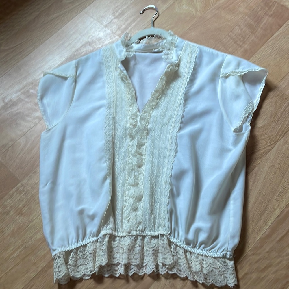 Vintage lace trimmed blouse